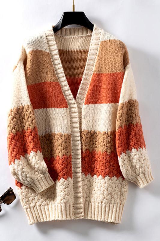 Women's Cardigan – Striped Colour Block Knit