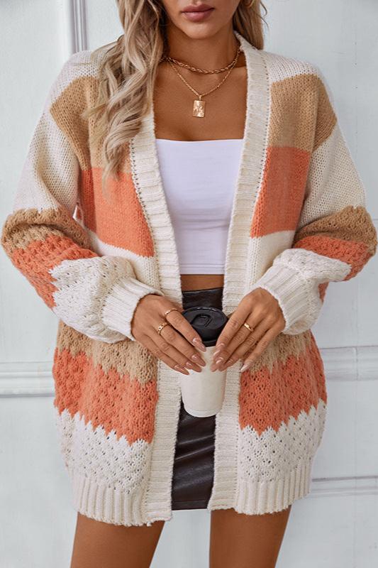Women's Cardigan – Striped Colour Block Knit