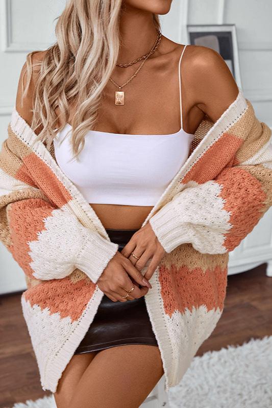Women's Cardigan – Striped Colour Block Knit
