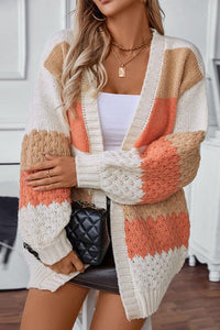 Women's Cardigan – Striped Colour Block Knit