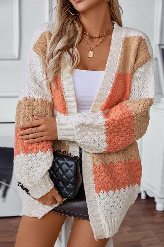 Women's Cardigan – Striped Colour Block Knit