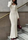 Women's Maxi Dress – Open-Stitch Bodycon Knit Winter