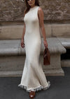 Women's Maxi Dress – Sleeveless Knit Fringe