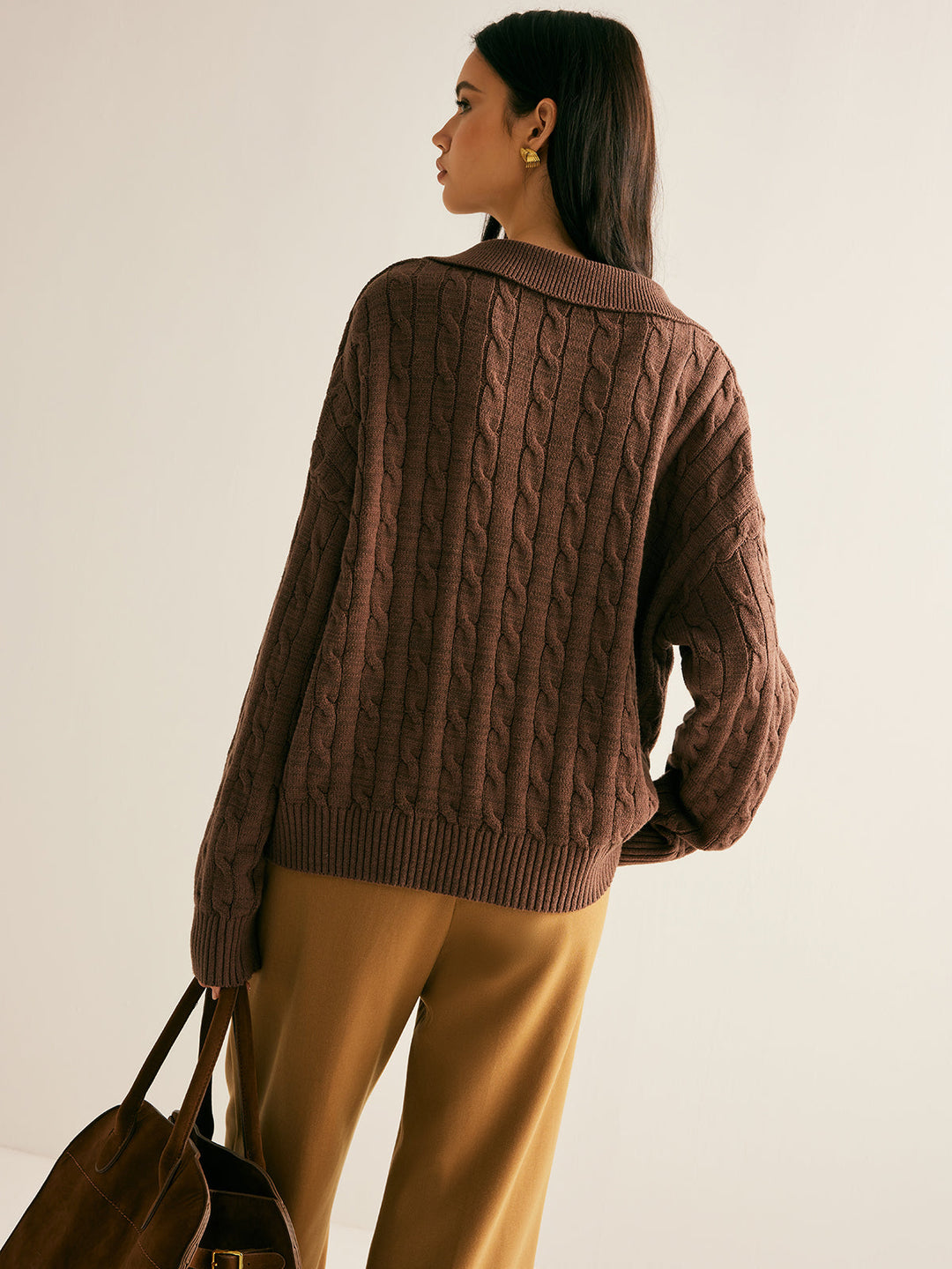 Women's Jumper – Cable Knit Collared