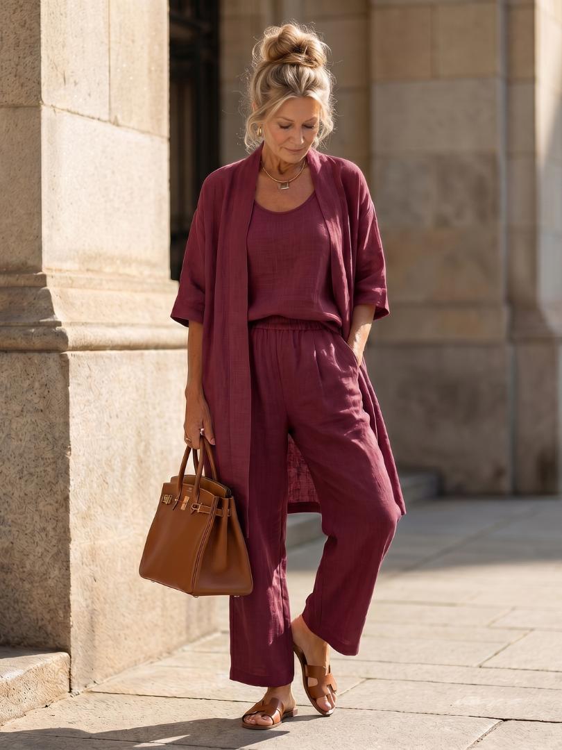Women's Solene Linen Set in Blue | Invictora.com