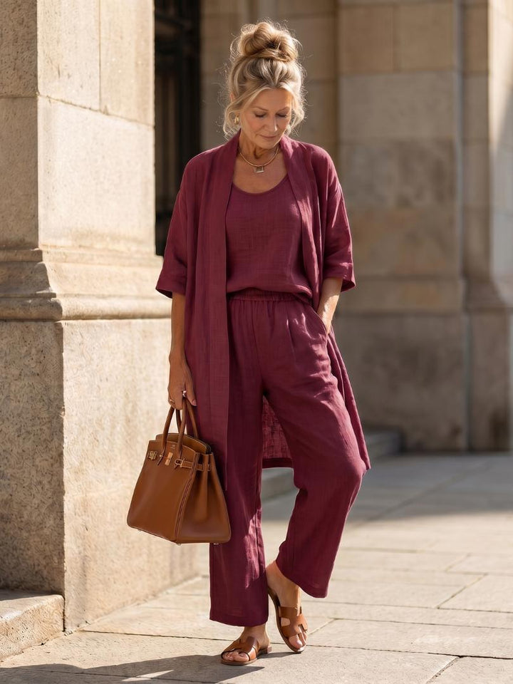 Women's Solene Linen Set in Blue | Invictora.com