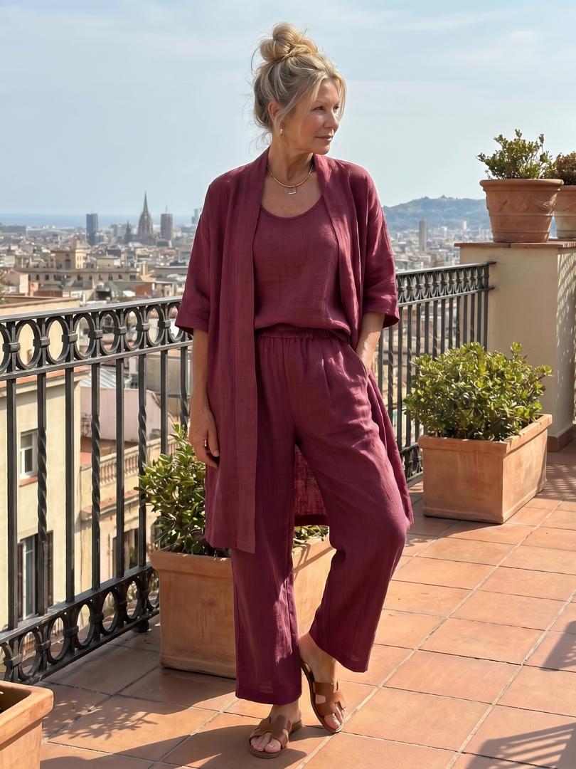 Women's Solene Linen Set in Blue | Invictora.com