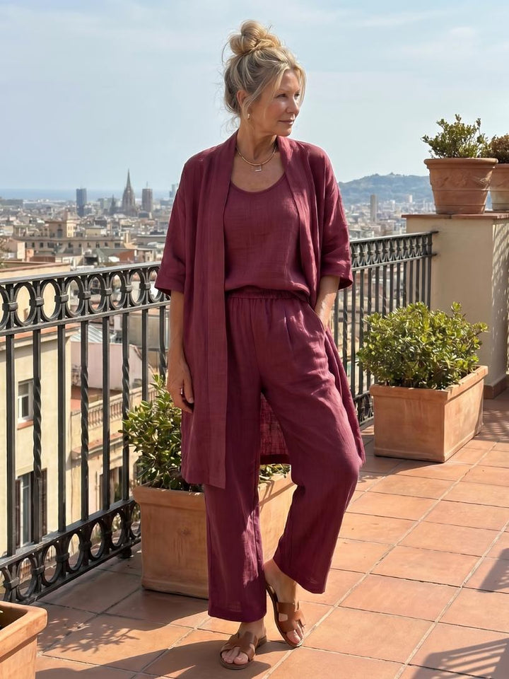 Women's Solene Linen Set in Blue | Invictora.com