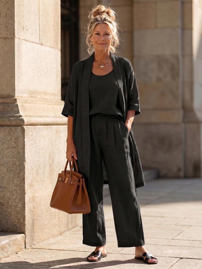 Women's Solene Linen Set in Blue | Invictora.com