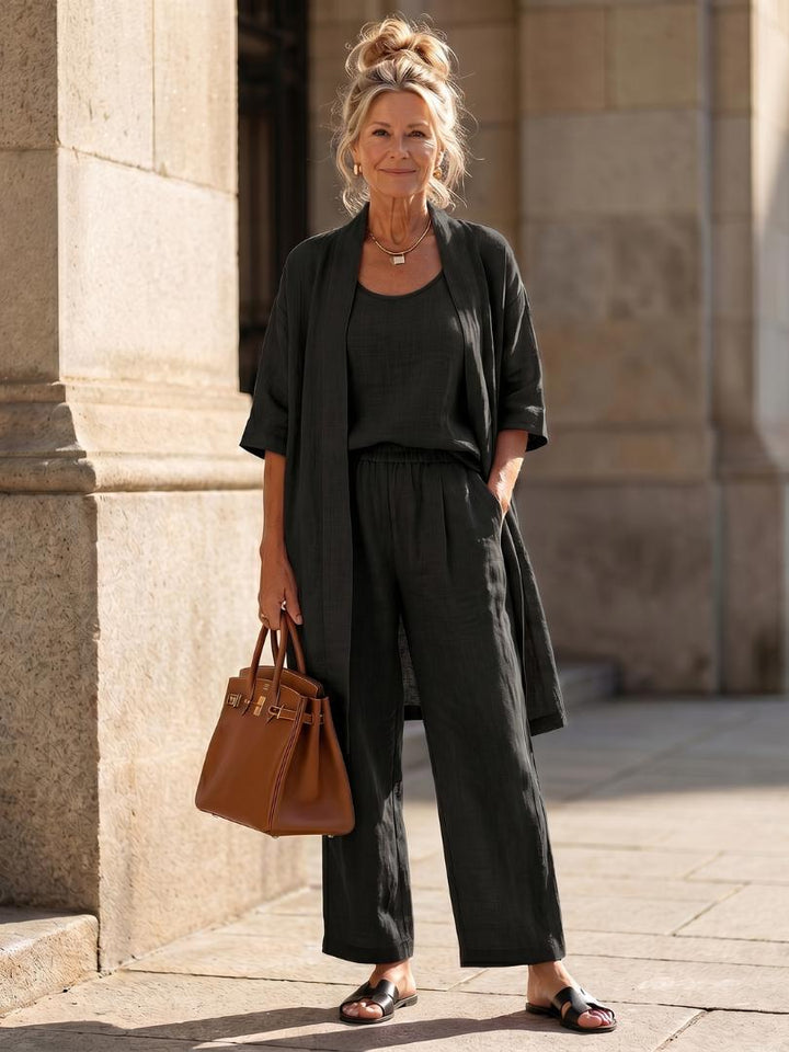 Women's Solene Linen Set in Blue | Invictora.com