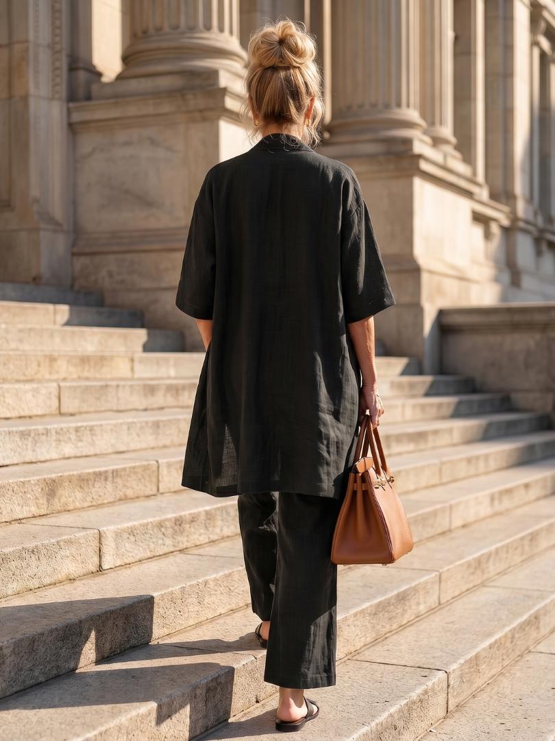 Women's Solene Linen Set in Red | Invictora.com