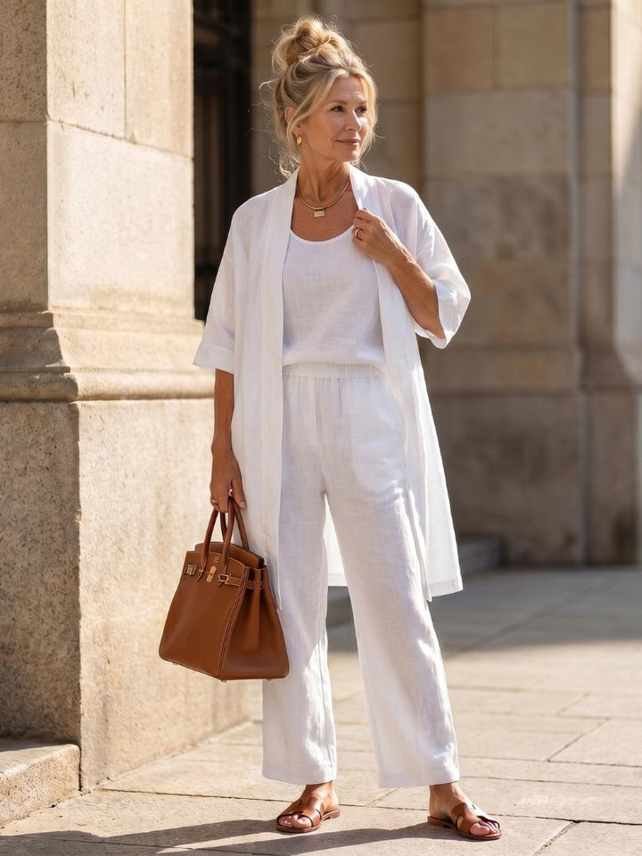 Women's Solene Linen Set in Red | Invictora.com
