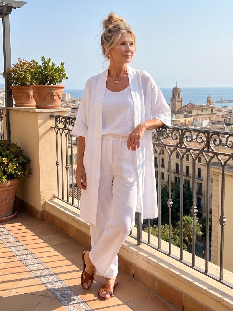 Women's Solene Linen Set in Black | Invictora.com