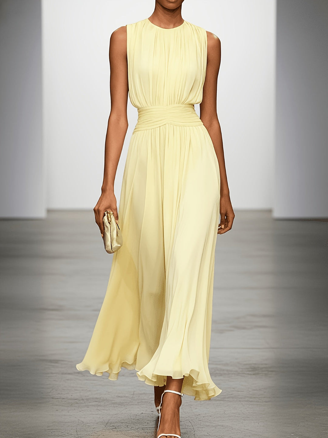 Women's Arabella - Pleated Maxi Wedding Guest Dress With Ruched Waist product image | Invictora.com