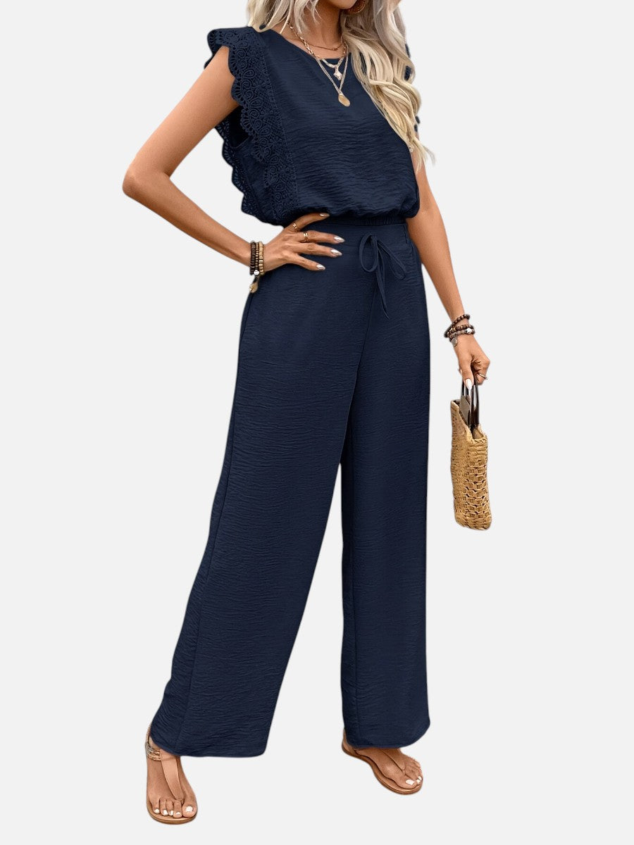 Women's Two Piece Outfit Set – Relaxed Top & Wide Leg Trousers in Rust | Invictora.com