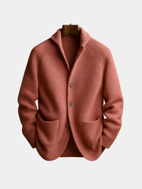 Men's Ribbed Wool-Blend Shawl-Collar Cardigan