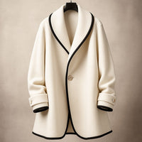 Women's Coat – Oversized Contrast-Trim Lapel Swing