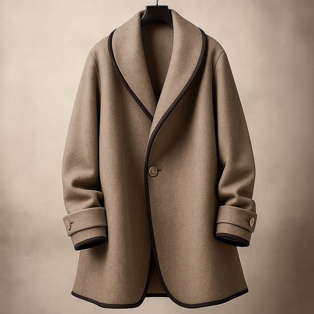 Women's Coat – Oversized Contrast-Trim Lapel Swing