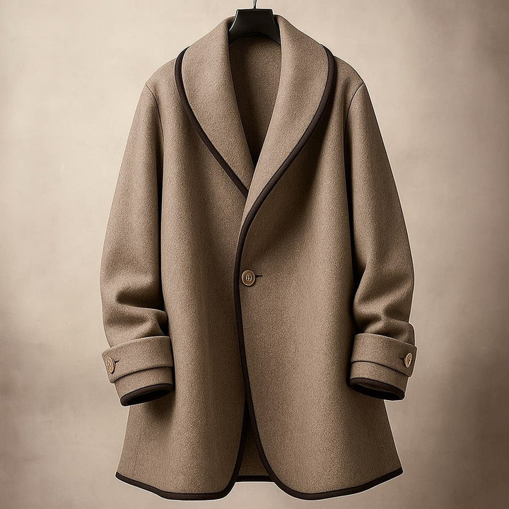 Women's Coat – Oversized Contrast-Trim Lapel Swing
