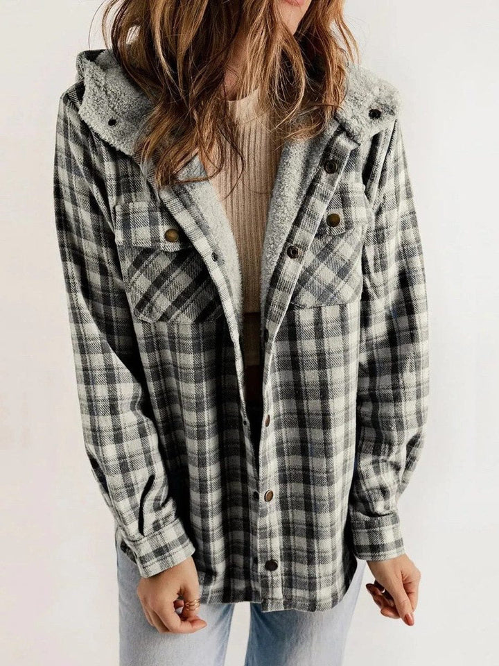 Women's Shacket – Oversized Hooded Check