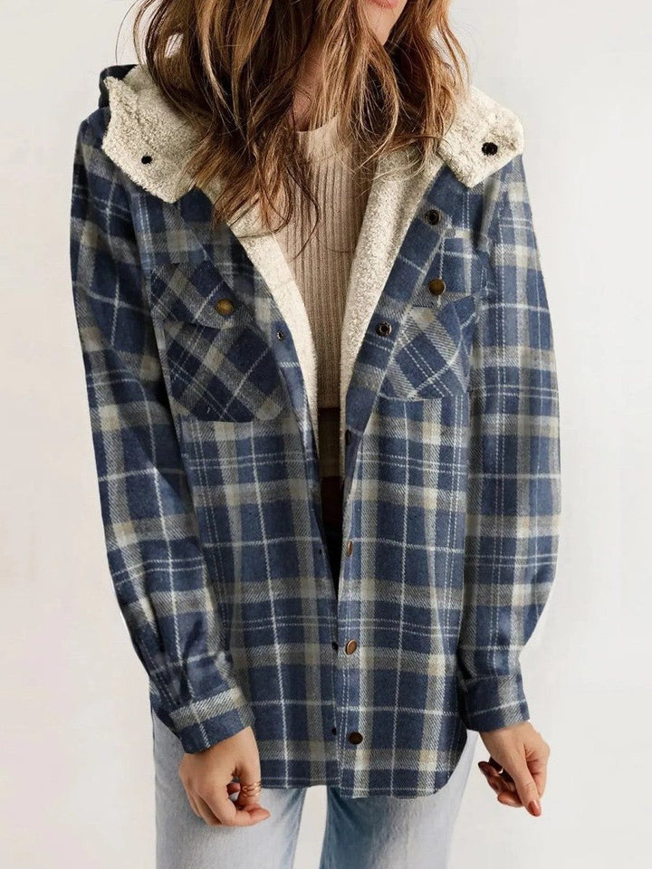 Women's Shacket – Oversized Hooded Check