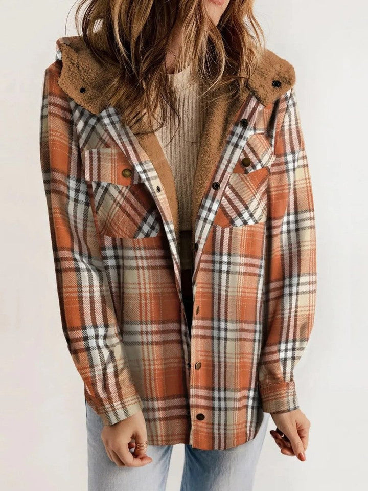 Women's Shacket – Oversized Hooded Check
