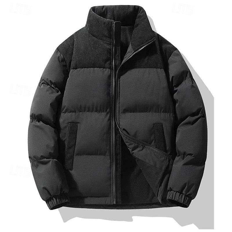 Stand-Collar Padded Jacket with Full Zip and Front Pockets