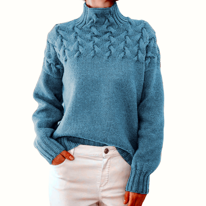 Women's Jumper – Cable-Knit Roll-Neck Relaxed