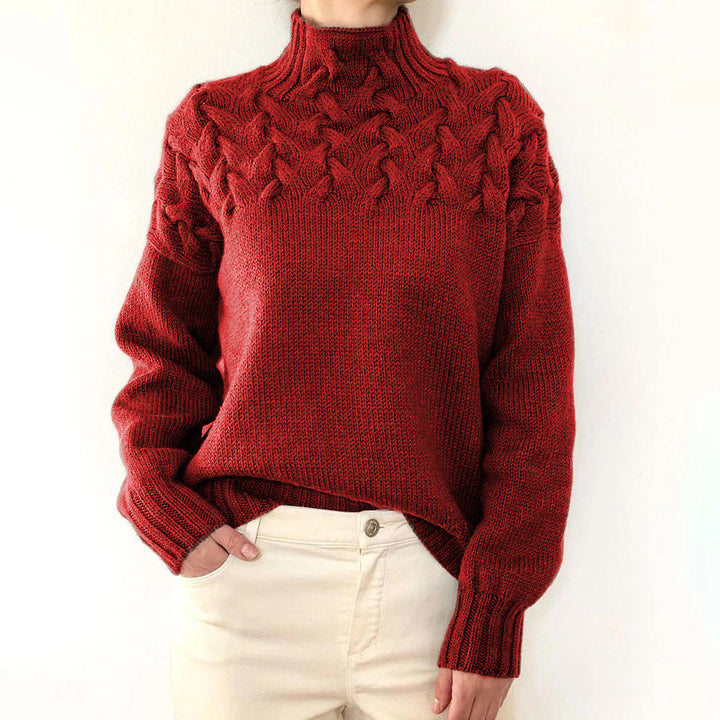 Women's Jumper – Cable-Knit Roll-Neck Relaxed