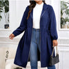 Women's Casual Plus Size Drawstring Zip-Up Long Sleeve Hooded Coat