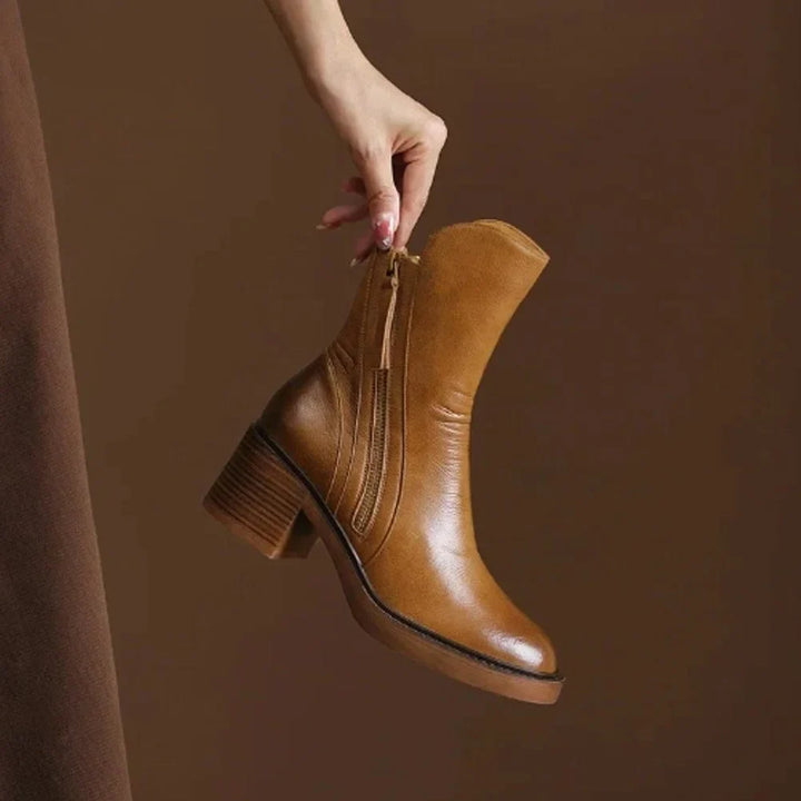 Women's Block Heel Ankle Boots – Side Zip