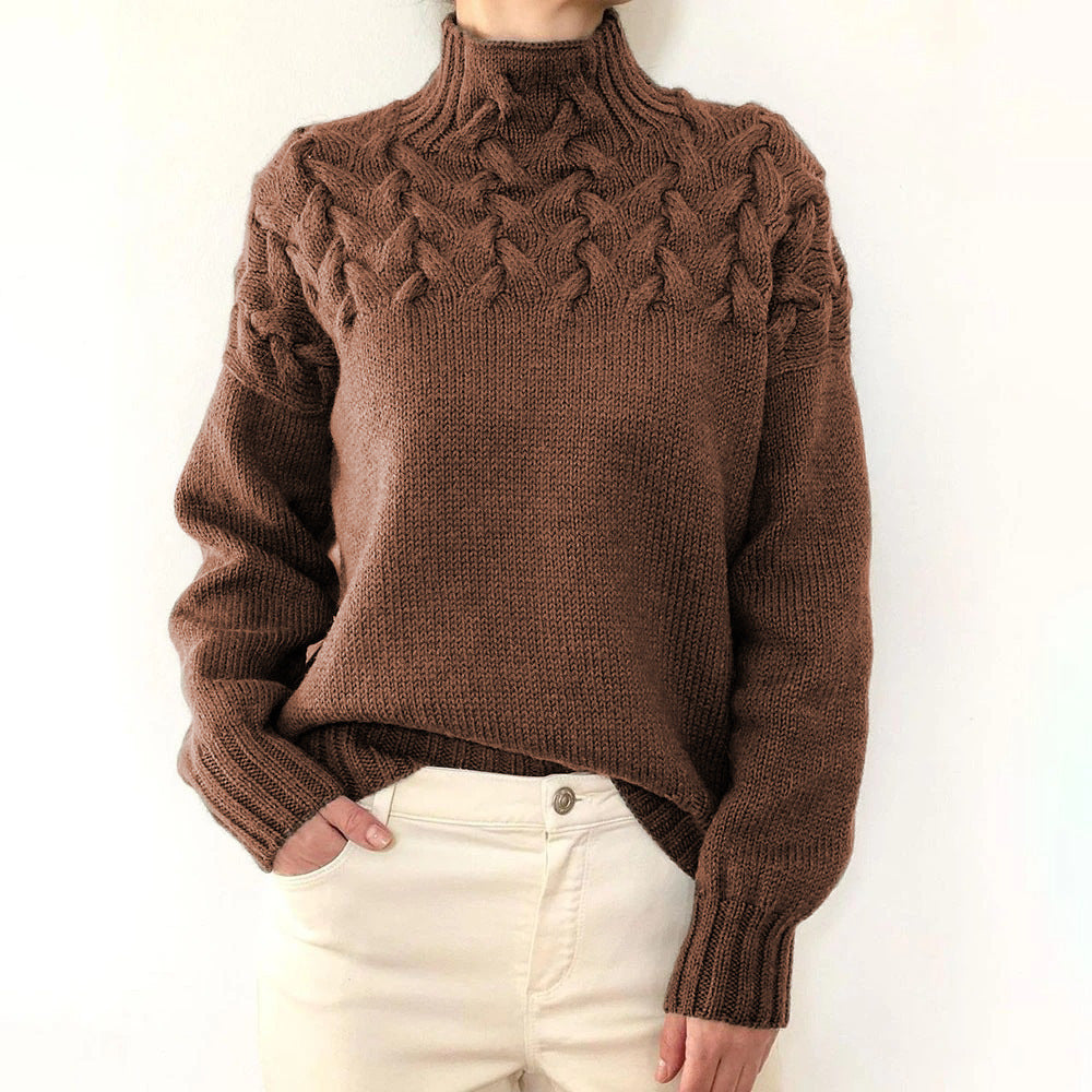 Women's Jumper – Cable-Knit Roll-Neck Relaxed