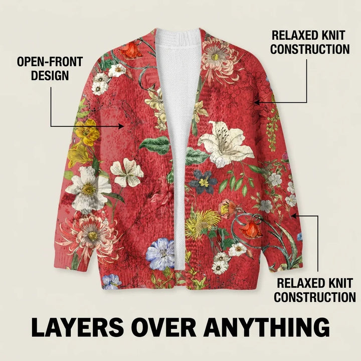 Women's Button-Down Floral Print Cardigan Sweater