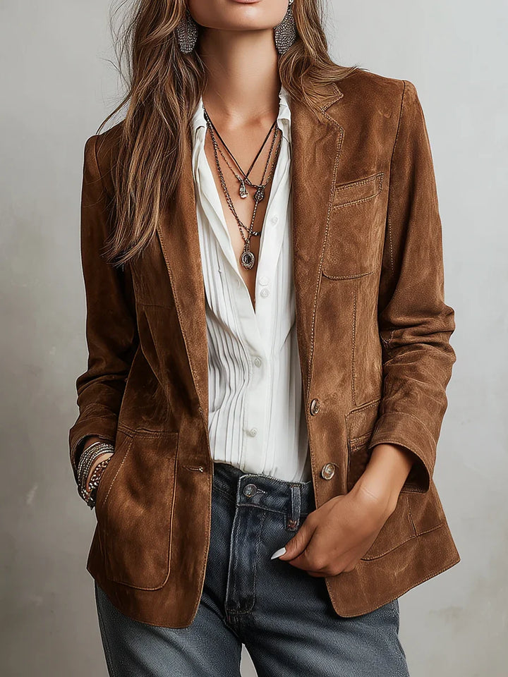 Women's Button-Down Suede Blazer
