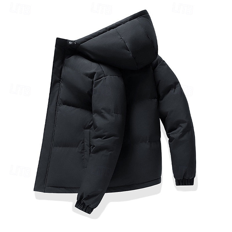 Relaxed Padded Jacket with Adjustable Hood and Roomy Pockets
