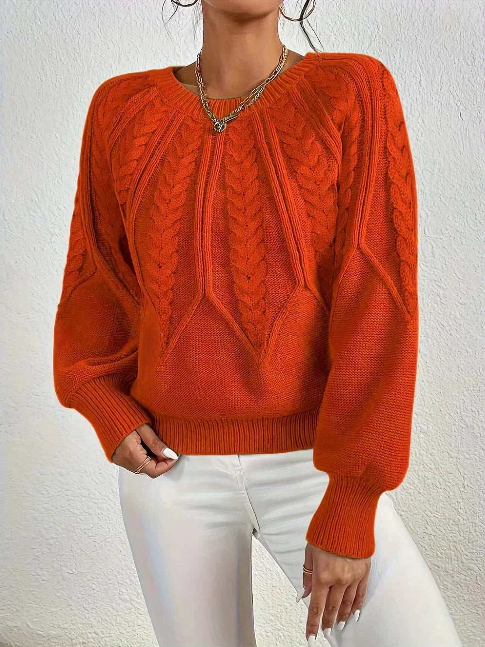 Women's Cable Knit Sweater – Crew Neck