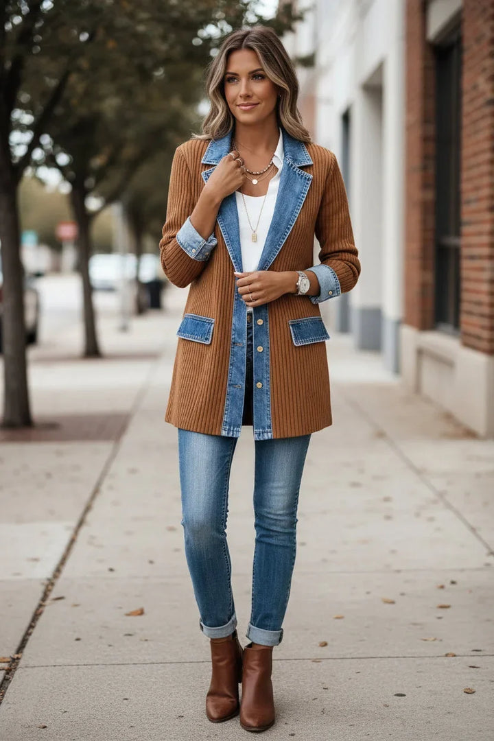 Women's Denim Jacket – Knit Body & Button Front