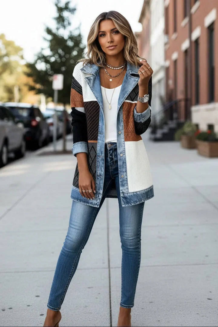 Women's Denim Jacket – Knit Body & Button Front