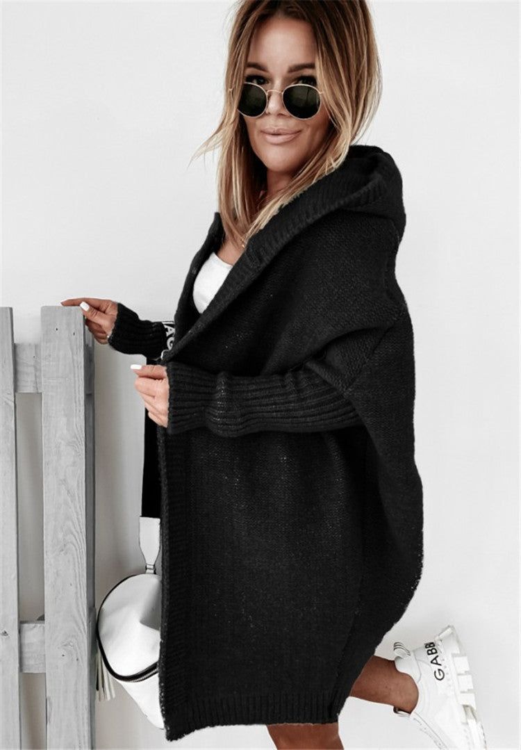 Women's Oversized Open-Front Long Cardigan with Hood