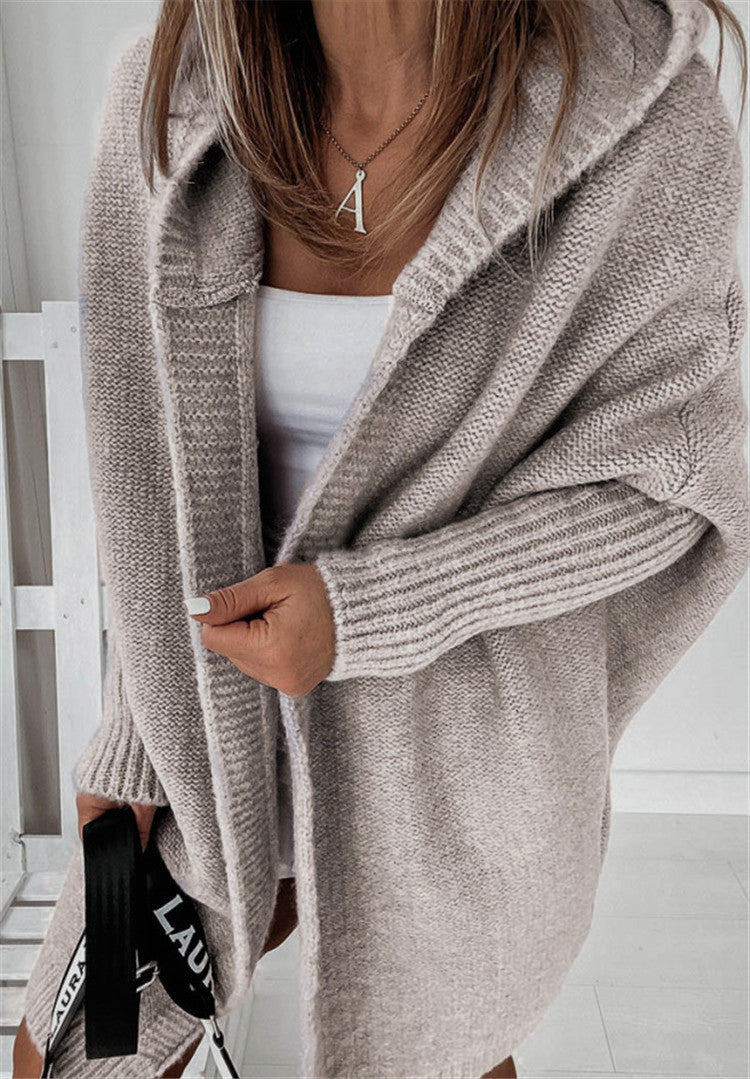 Women's Oversized Open-Front Long Cardigan with Hood