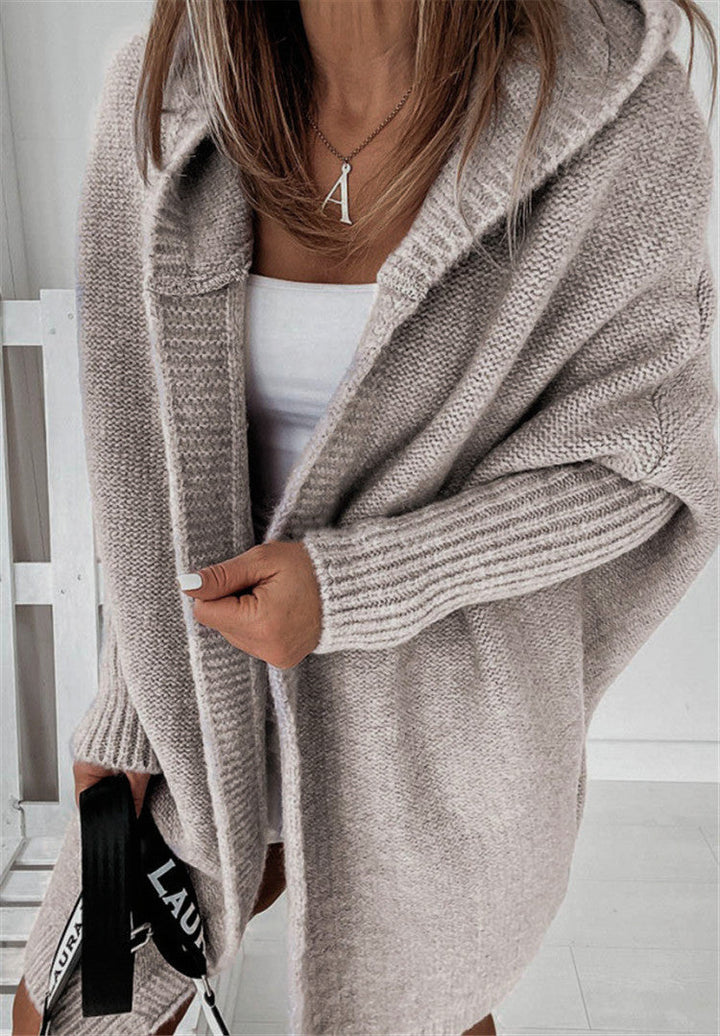 Women's Oversized Open-Front Long Cardigan with Hood