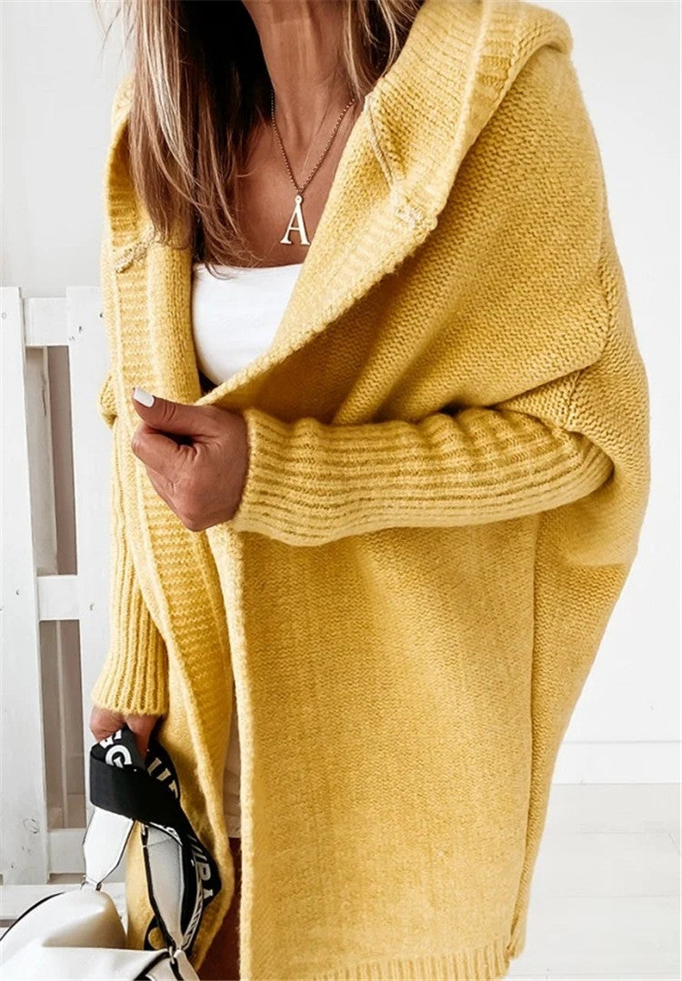 Women's Oversized Open-Front Long Cardigan with Hood