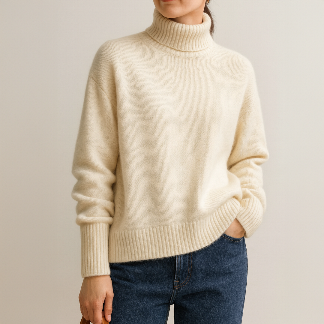 Women's Jessie Turtleneck Sweater in Beige | Invictora.com