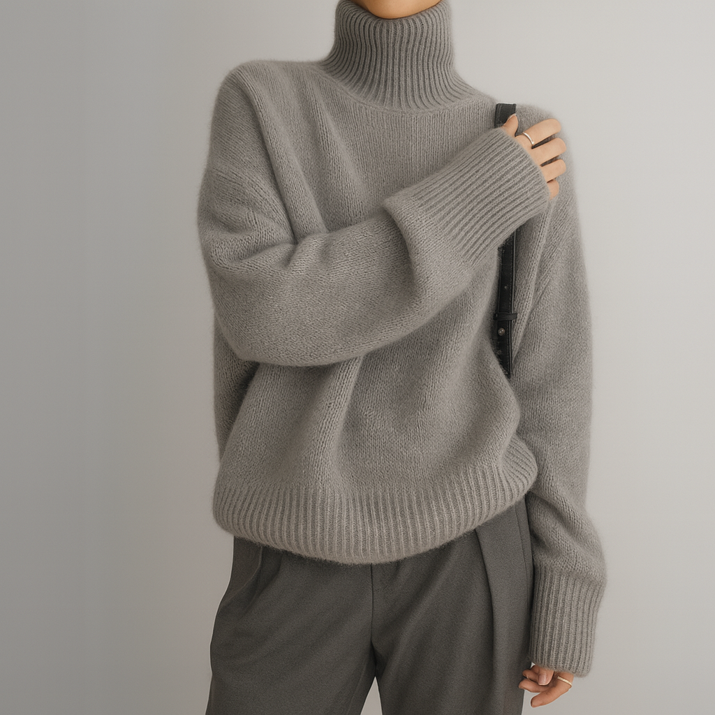 Women's Jessie Turtleneck Sweater in Beige | Invictora.com