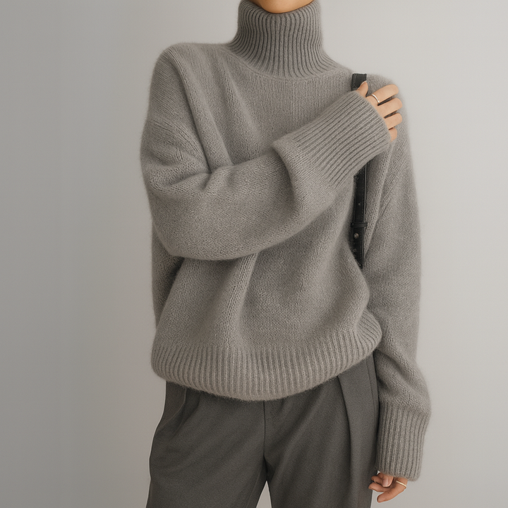 Women's Jessie Turtleneck Sweater in Beige | Invictora.com