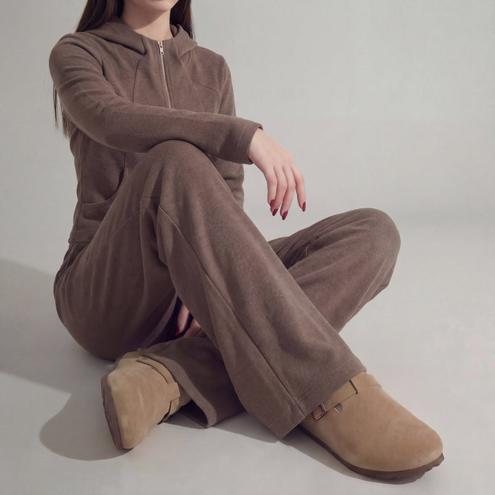 Women's Rhea Brushed Knit Set in Beige | Invictora.com