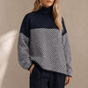 Women's Jumper – Chevron Colour-Block Relaxed-Fit Funnel-Neck Knit