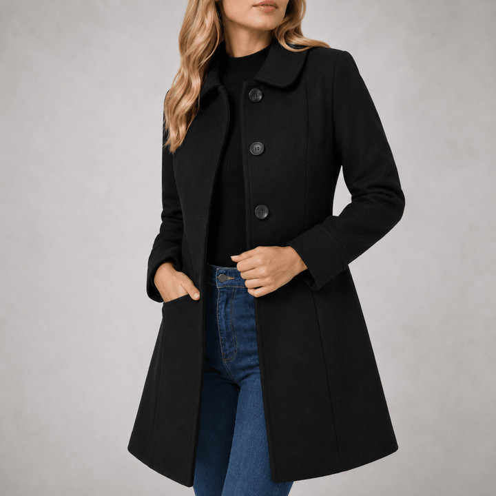 Women's Coat – Tailored Fitted-Waist Single-Breasted Midi Winter