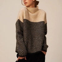 Women's Chevron Knit Turtleneck Sweater