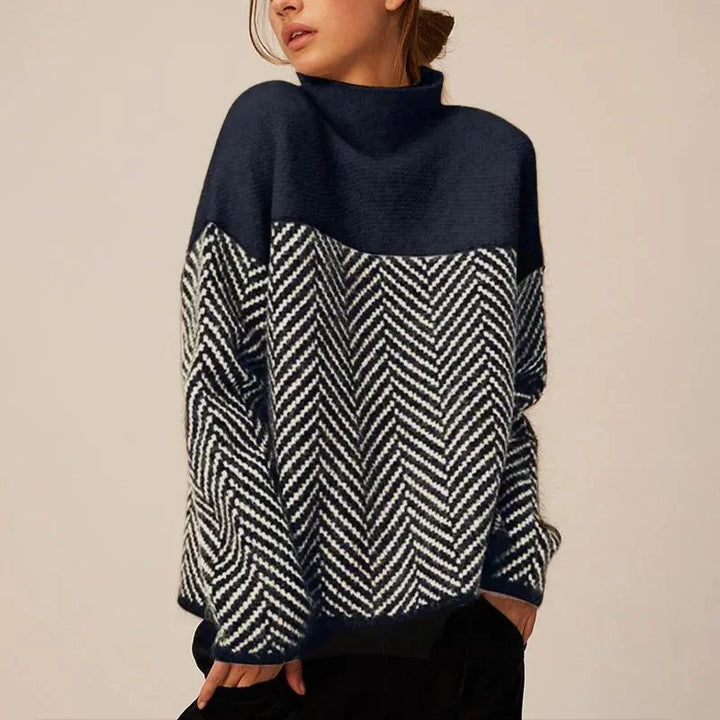 Women's Chevron Knit Turtleneck Sweater